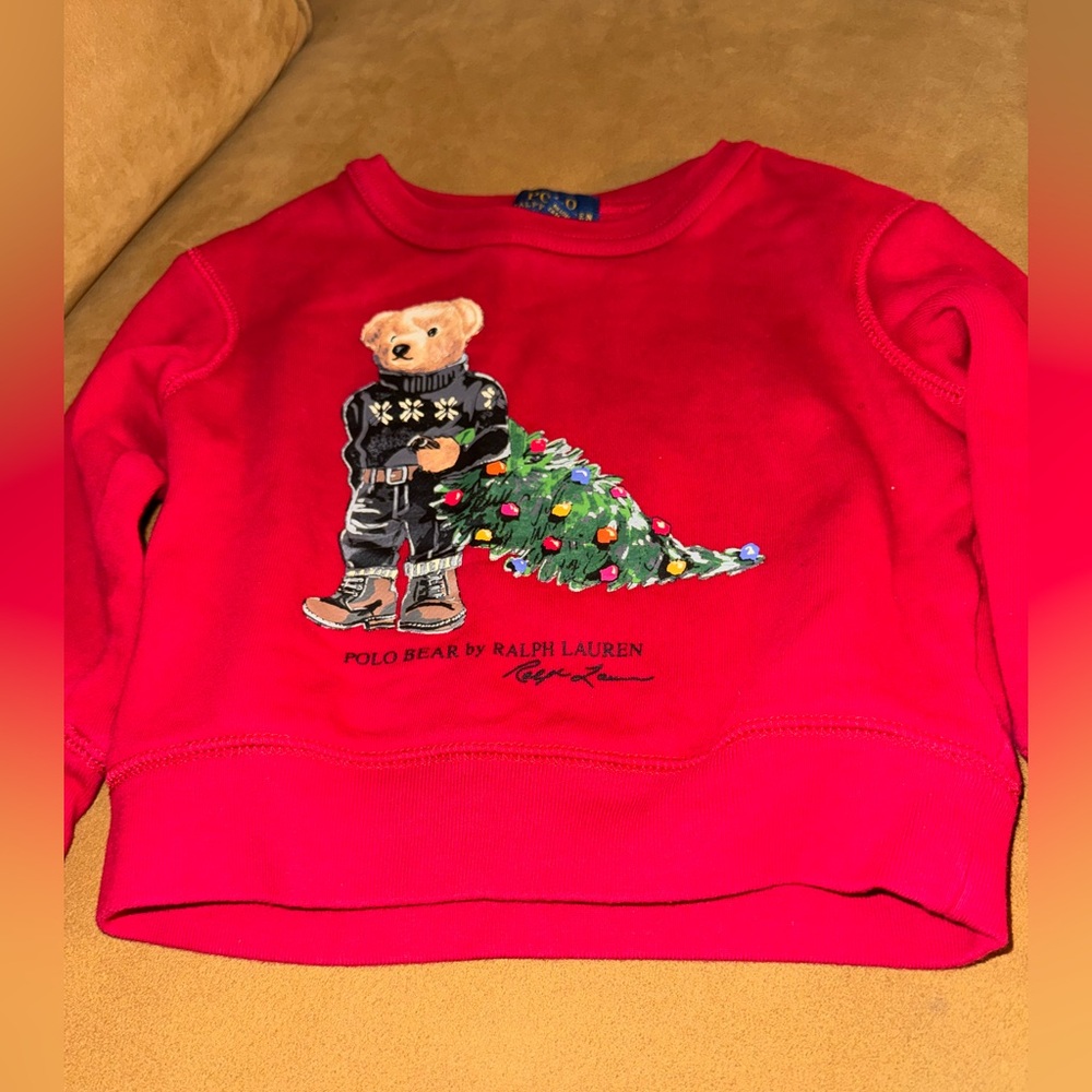 Ralph Lauren Polo Bear holiday crew neck. Like new. Size 2T